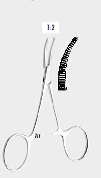 Затискач кровоспинний ХАРТМАН (HARTMANN) для дітей, 1х2 зубці, 9,0 см (сm), вигнутий